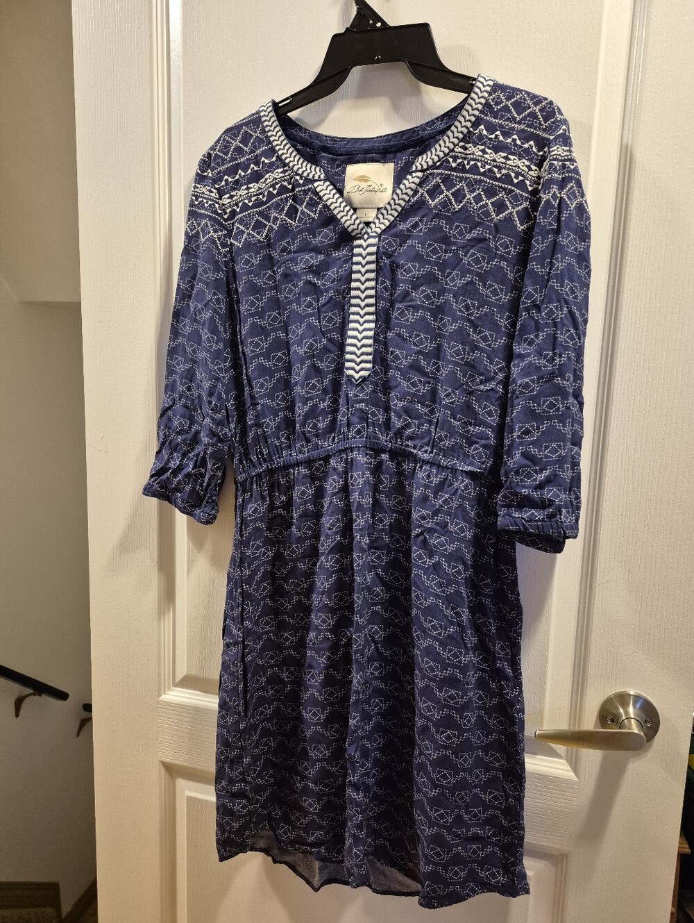 Blue Printed Boho Tunic Dress